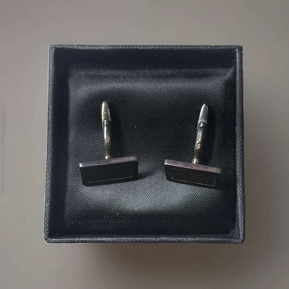 Vintage IBM Computer Chip Cufflinks 925 Sterling Silver Tech Geek Microchip Pair